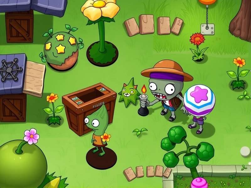 Infographic showing Plants vs Zombies game objective - zombies approaching a house defended by plants