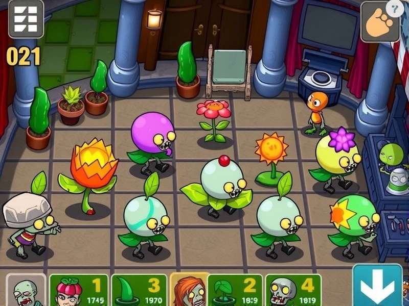 Diagram of Plants vs Zombies lawn grid showing optimal plant placement strategy