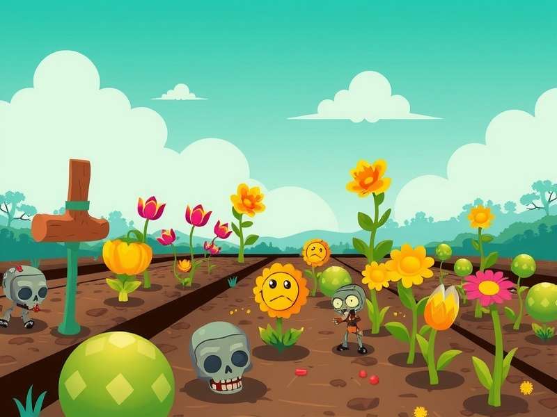 Plants vs Zombies game screenshot showing strategic plant placement against zombie waves