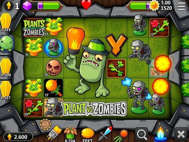Plants vs Zombies gameplay scene with sunflowers and zombies