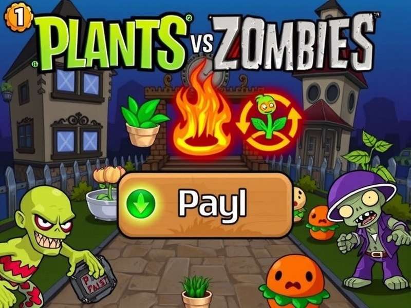 Screenshot of Plants vs Zombies 1 gameplay showing plants defending against zombies