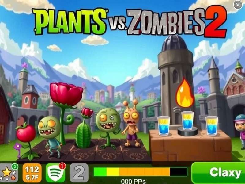 Plants vs Zombies 2 gameplay on PC screen