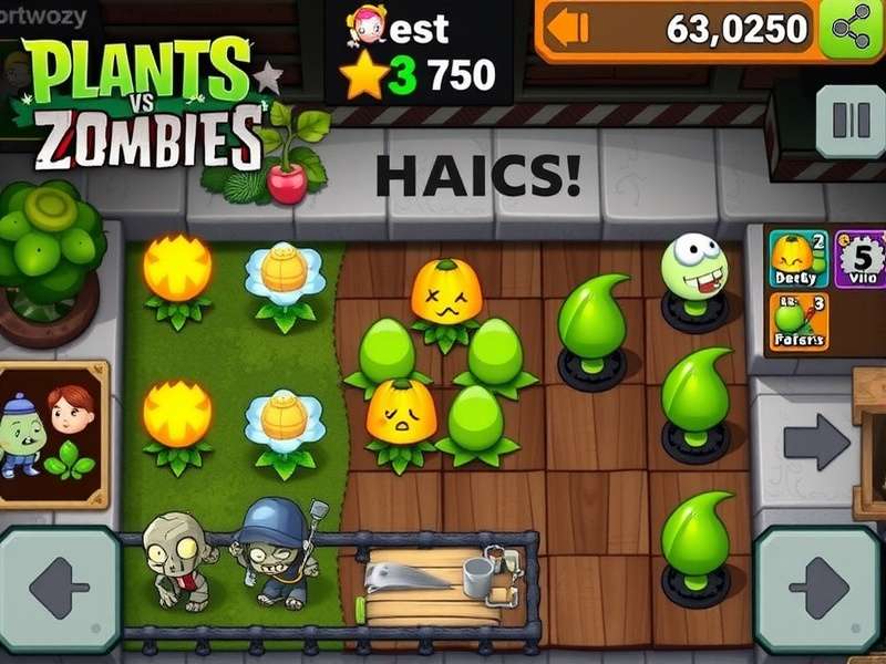 Screenshot of Plants vs Zombies 1 gameplay showing plants defending against zombies