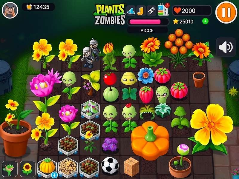 Plants vs Zombies gameplay on Windows 10 desktop showing various plants fighting zombies