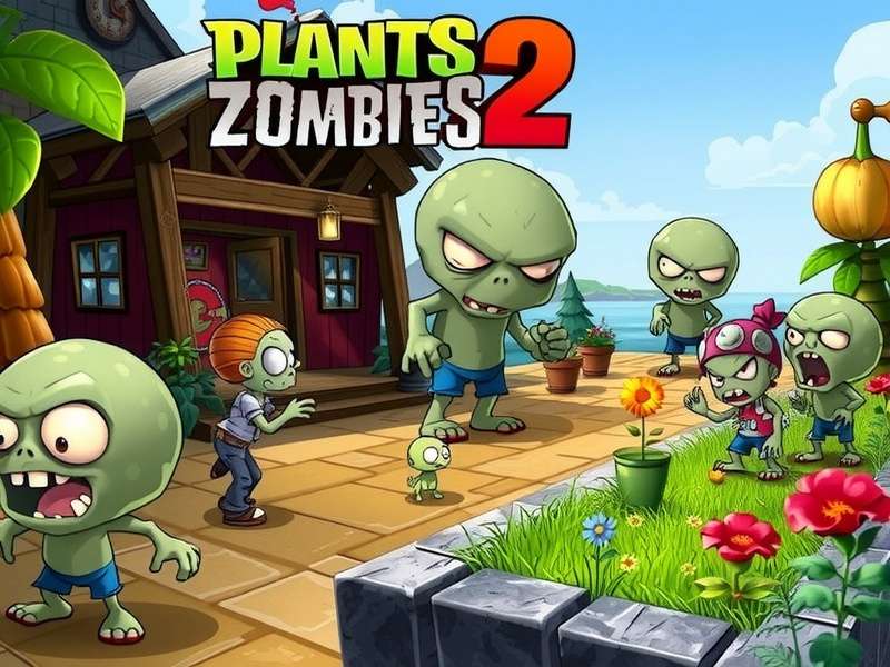 Plants vs Zombies 2 PC gameplay screenshot showing plants fighting zombies