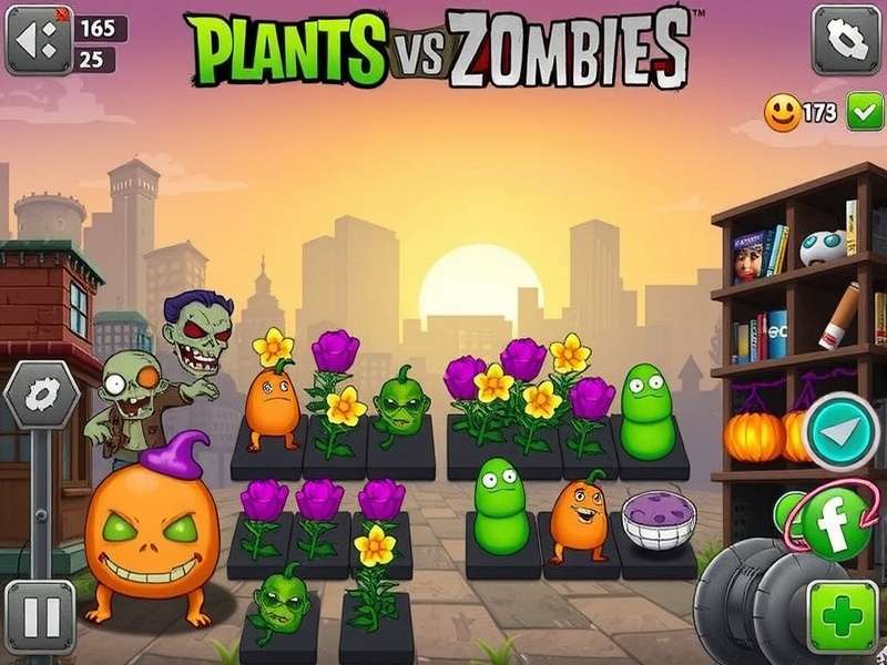 Plants vs Zombies gameplay screenshot showing plants fighting zombies