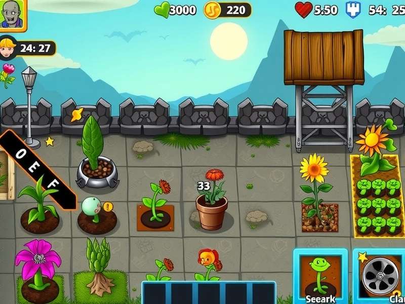 Plants vs Zombies Replanted gameplay screenshot showing plants fighting zombies