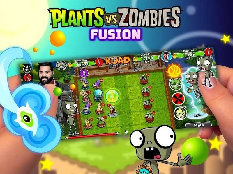 Plants vs Zombies Fusion gameplay screenshot showing fused plants and zombies