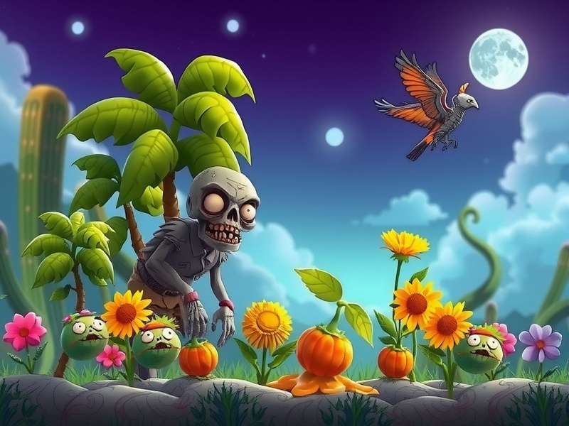 Concept art showing a Peashooter merged with a Conehead Zombie