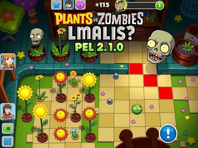 Plants vs Zombies gameplay screenshot showing diverse plants fighting zombies