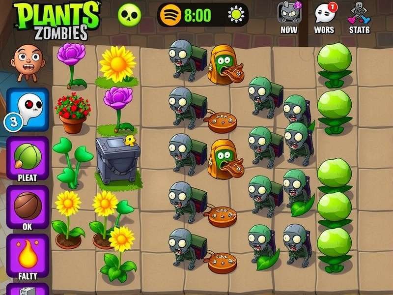 Plants vs Zombies gameplay screenshot showing plants defending a house from zombies