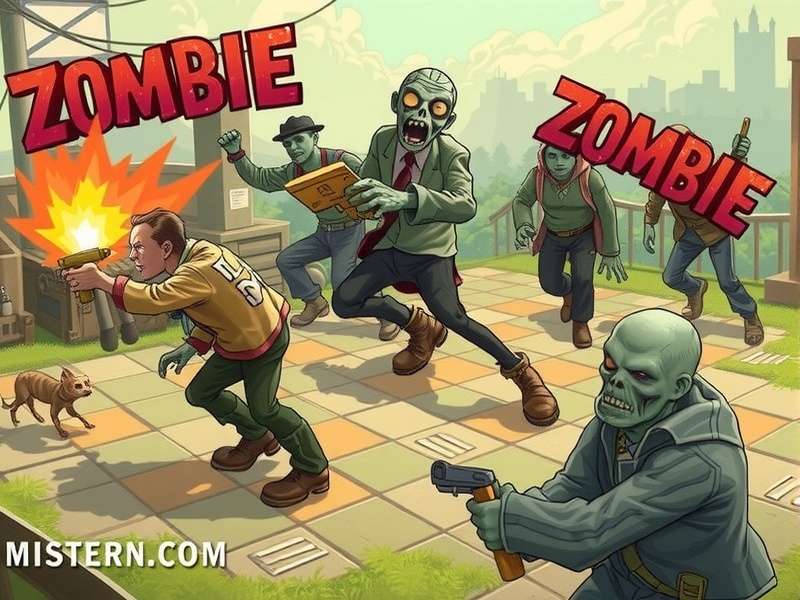 A diverse horde of Plants vs. Zombies characters including Conehead, Buckethead, and Flag Zombie marching