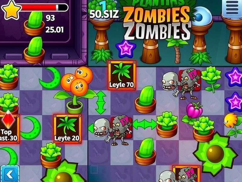 Plantas Contra Zombies Gratis gameplay screenshot showing plants fighting zombies
