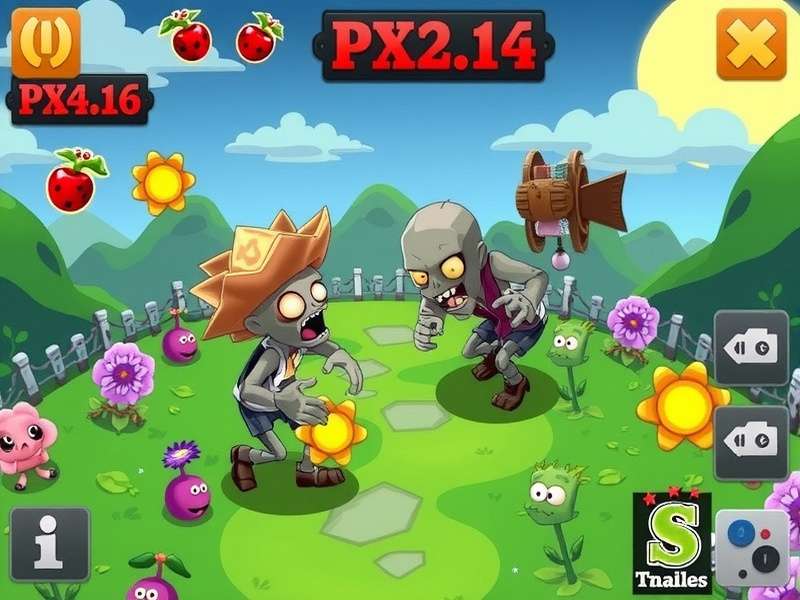 Plants vs Zombies intense lawn battle scene with Peashooters and Sunflowers defending against a zombie horde