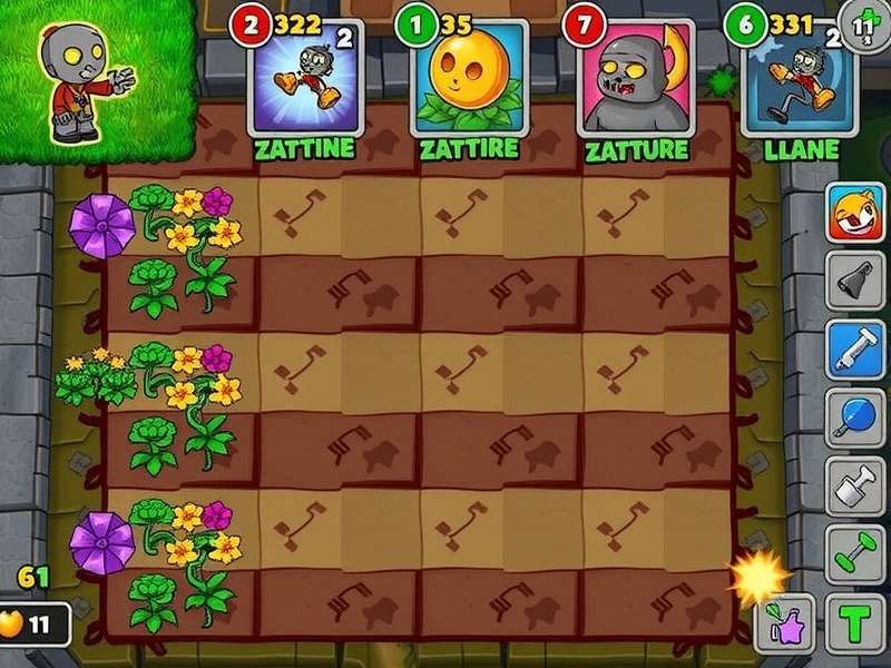 Ultimate Plants vs Zombies 1 Gameplay Screenshot showing lawn defense