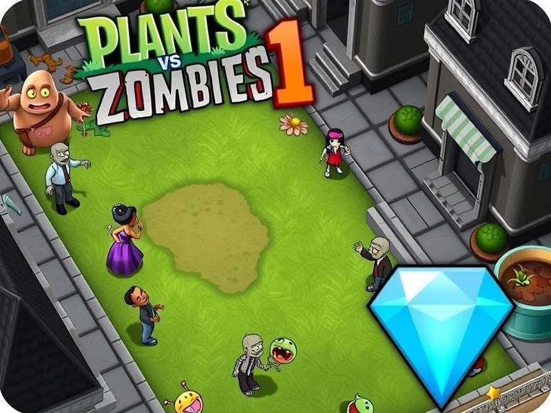 Screenshot of Plants vs Zombies 1 gameplay showing plants defending against zombies