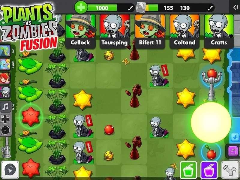 Plants Vs Zombies Fusion gameplay screenshot showing new plants and zombies