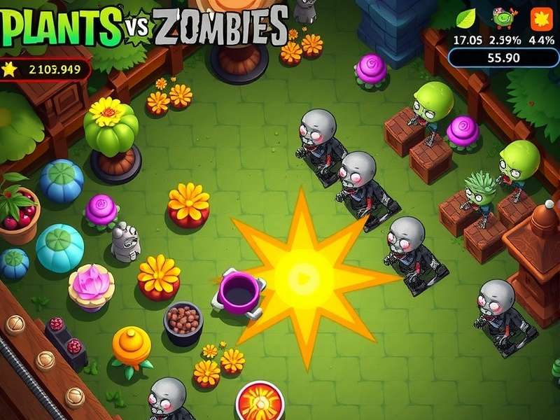 Strategic view of Plants vs Zombies game board with suns and various plants