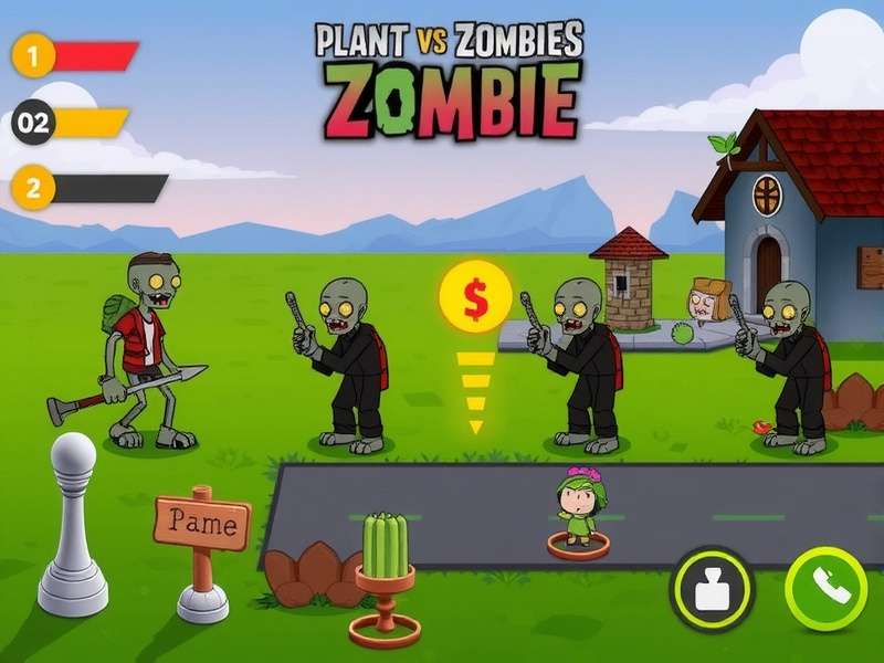 Screenshot of Plant Vs Zombie Online gameplay showing plants defending against zombies