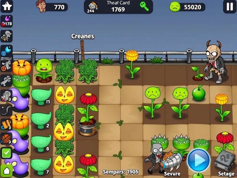 Plants Vs Zombies game scene showing plants defending against zombies