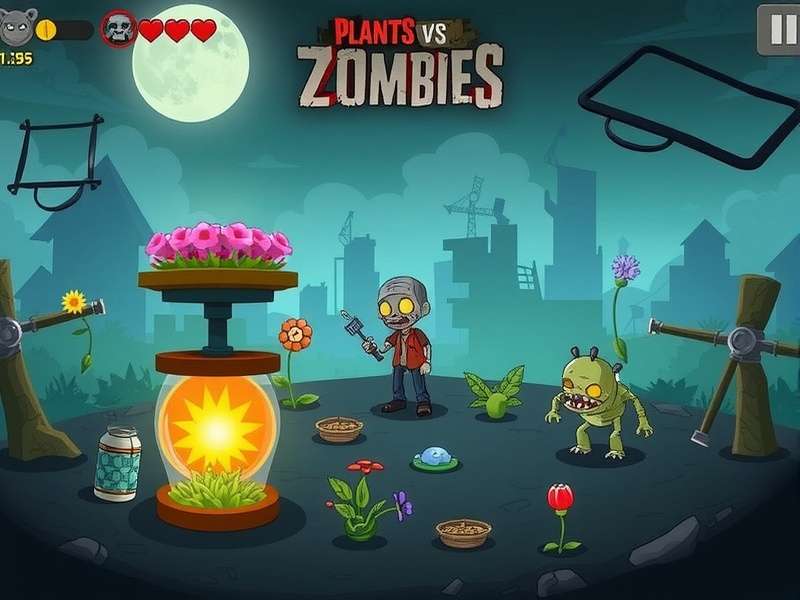 Strategic overview of Plants vs Zombies game board with sunflowers and peashooters