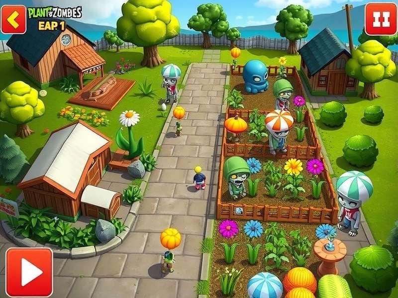 Sunflower facing a zombie in Plants vs Zombies