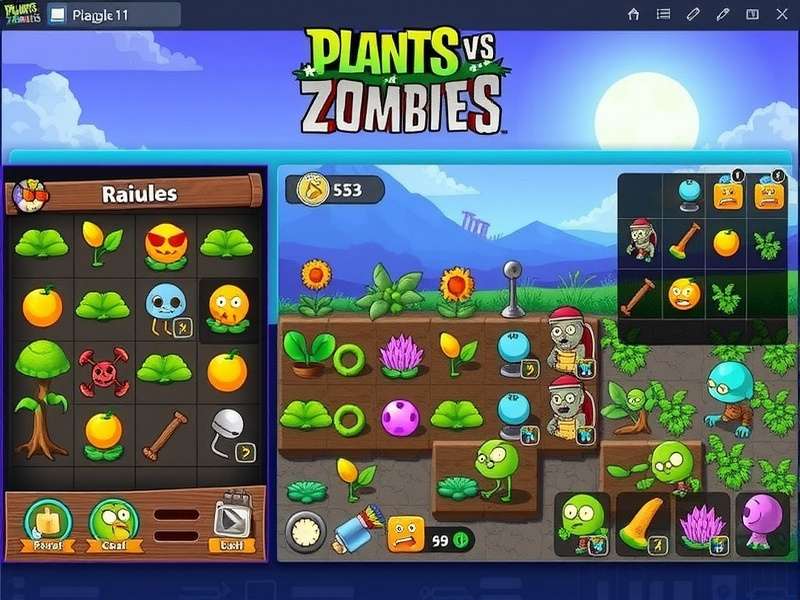 Plants vs Zombies gameplay screenshot on a Windows 11 desktop