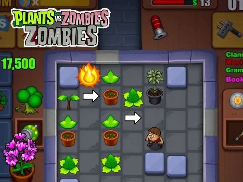 Plants vs Zombies strategy grid showing optimal plant placement