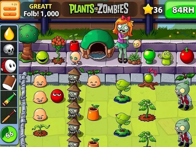 Strategic view of Plants vs Zombies gameplay showing plant formation
