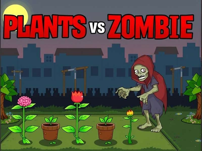 Plants vs Zombies gameplay showing peashooters and zombies on a lawn