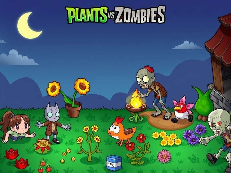 Collection of Plants vs Zombies game icons and merchandise