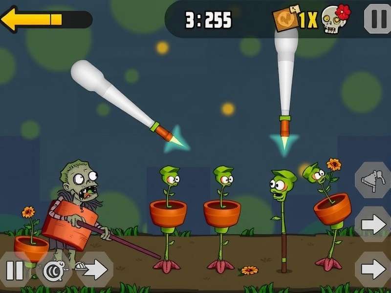 Plants vs Zombies gameplay showing plants defending against zombies