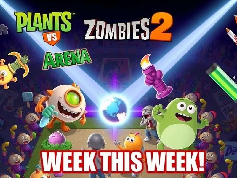 Plants vs Zombies 2 Arena This Week gameplay screenshot showing plant lineup against zombies