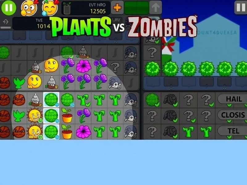 Plants vs Zombies game banner showing sunflower and zombie characters against green background