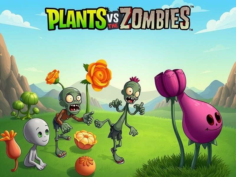 Plants Vs Zombies Hybrid gameplay fusion scene with hybrid plants and zombies