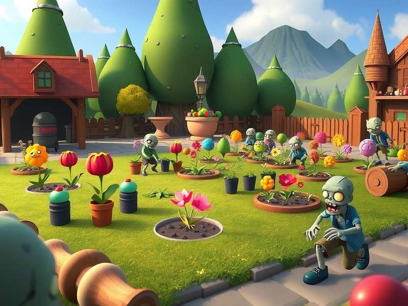 Plants Vs Zombies Replanted Trailer official poster showing new plants and zombies on a vibrant lawn battlefield