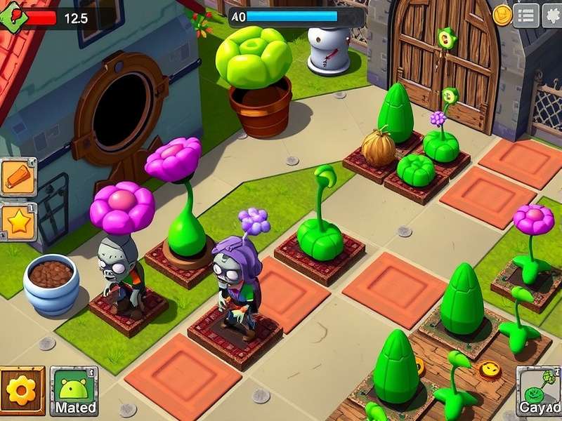 Plants Vs Zombies Replanted gameplay screenshot showing hybrid plants and zombie horde