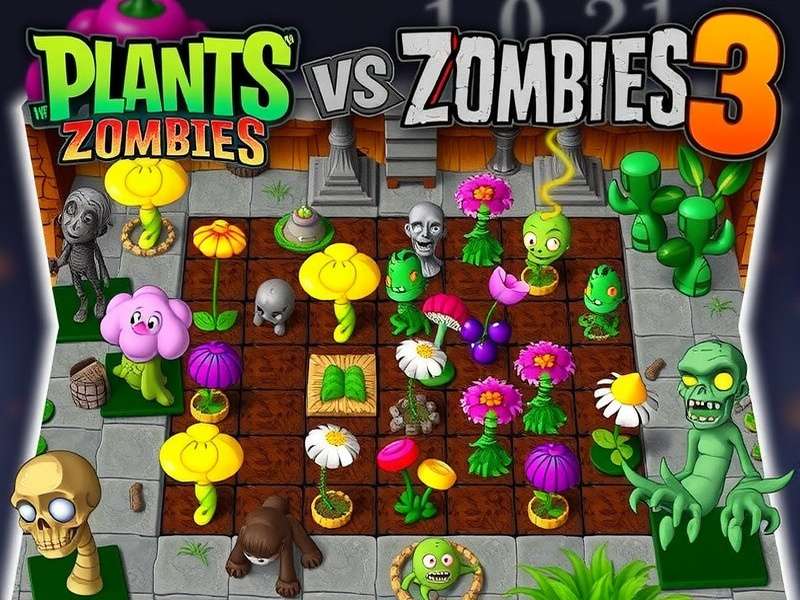 Plants Vs Zombies 3 - Epic battle scene with new plants and zombies in the Indian garden setting