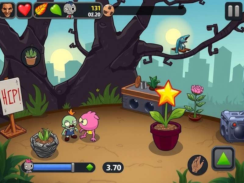 Zombie Plant in Plants vs Zombies game — undead hybrid flora with glowing eyes and vine tentacles