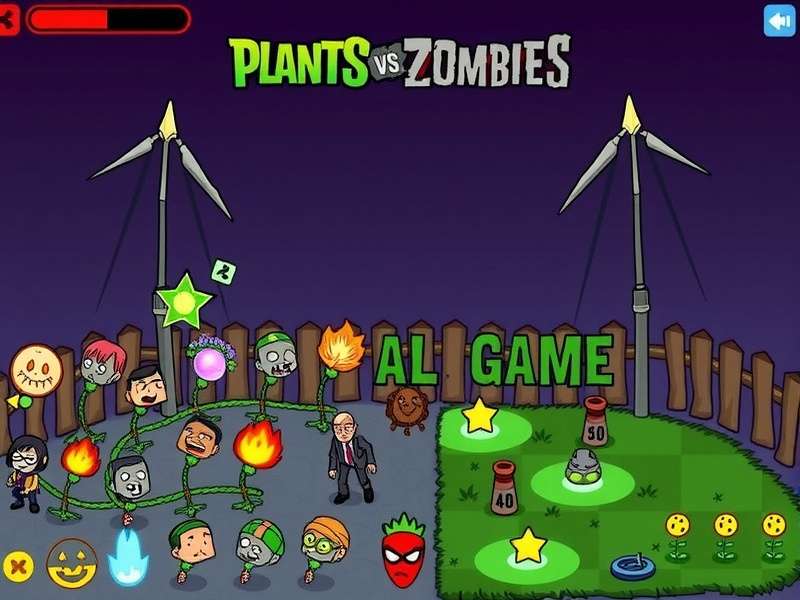 Plants Vs Zombies Juego gameplay scene with Peashooter and zombie wave