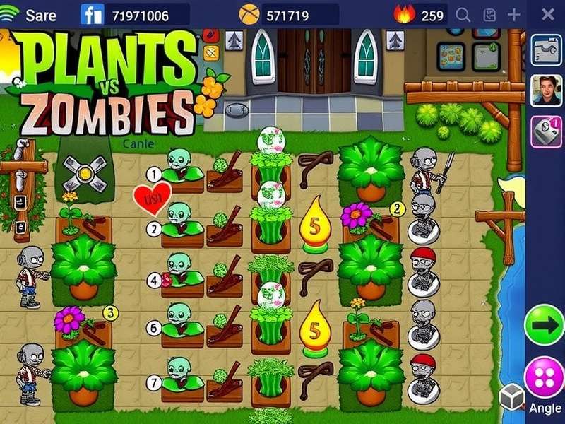 Plants Vs Zombies Free Play Online – vibrant lawn battle scene with sunflowers and peashooters