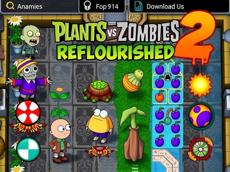 Plants Vs Zombies 2 Reflourished gameplay screenshot showing new plants and zombie battle
