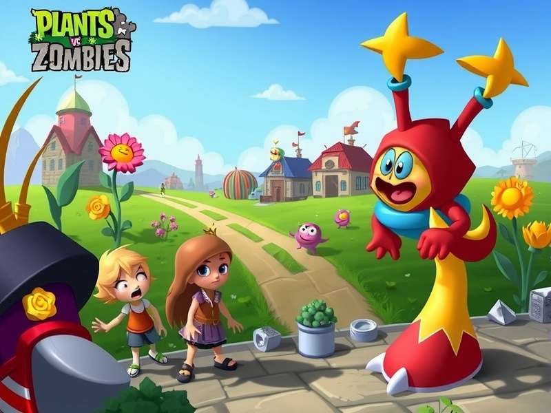 Plants Vs Zombies Fusion English — Hero image showing fused plants defending the lawn