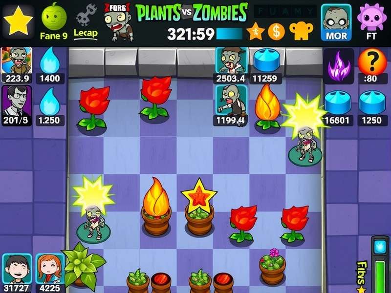 Plants Vs Zombies Fusion Pc gameplay showing hybrid plants fighting zombies on the lawn