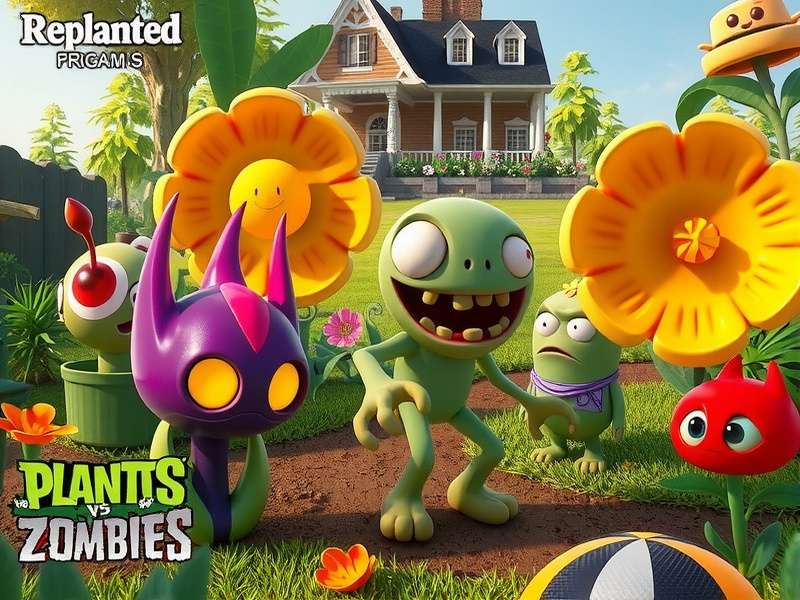 Plants Vs Zombies Replanted Pc gameplay screenshot with lush garden and zombie wave