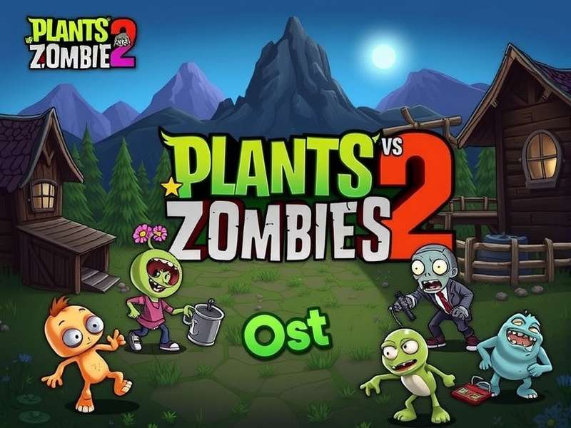Plants Vs Zombies 2 OST album artwork featuring sunflower and zombie silhouettes against a musical backdrop