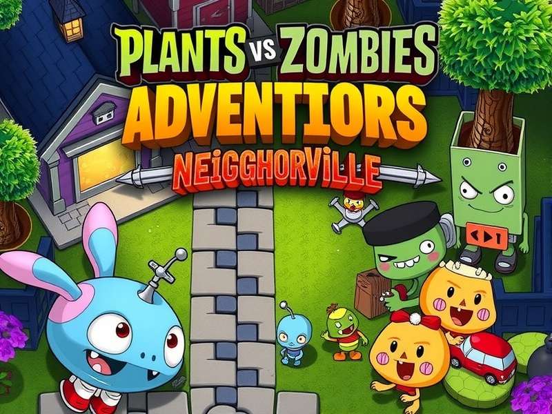Plants vs Zombies Battle for Neighborville gameplay overview showing the vibrant Neighborville zones with plants and zombies.