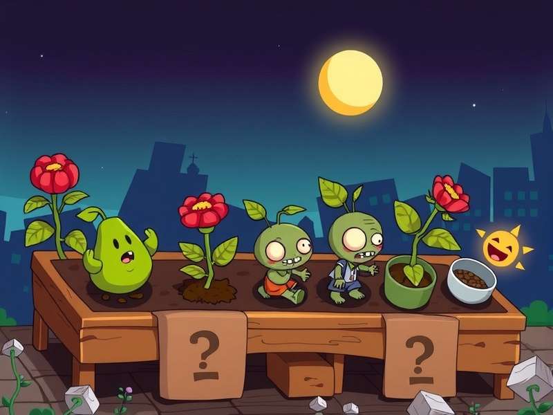 Plants vs Zombies battle scene with sunflowers, peashooters and a horde of zombies approaching