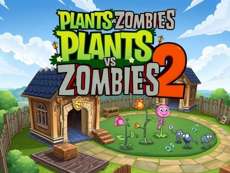 Plants Vs Zombies 2 Online gameplay banner showing plants defending against zombies