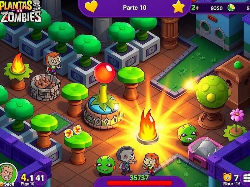 Plantas Vs Zombies – Epic lawn battle scene with sunflowers and zombies